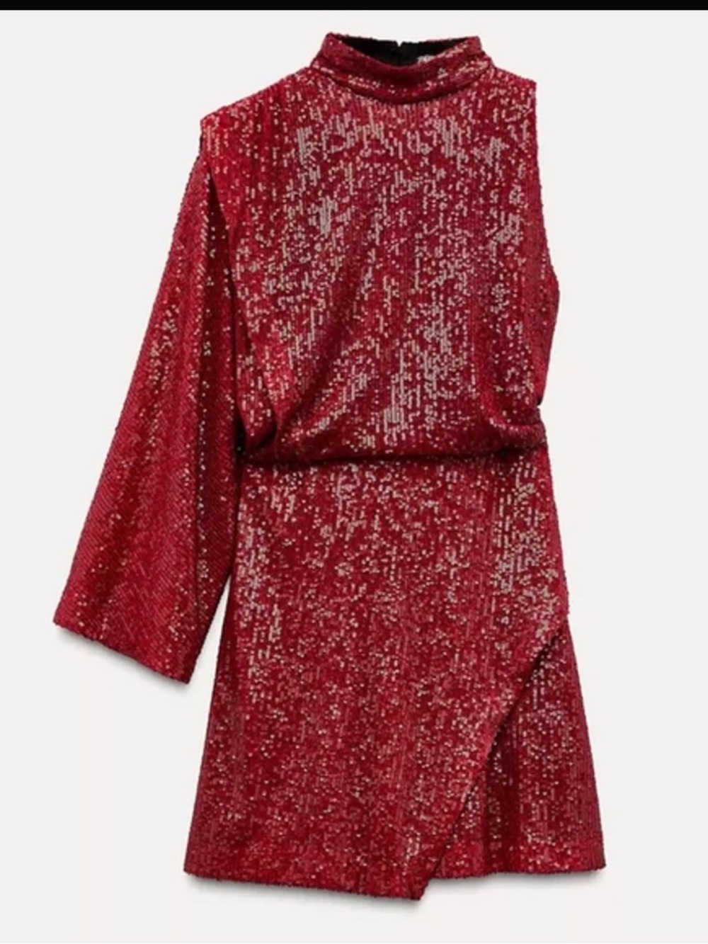 Zara Red Sequin One-Shoulder Mini Dress